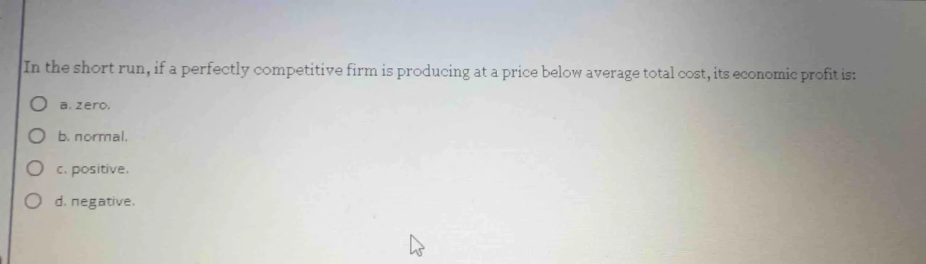 in the short run, if a perfectly competitive firm is producing at a pri…