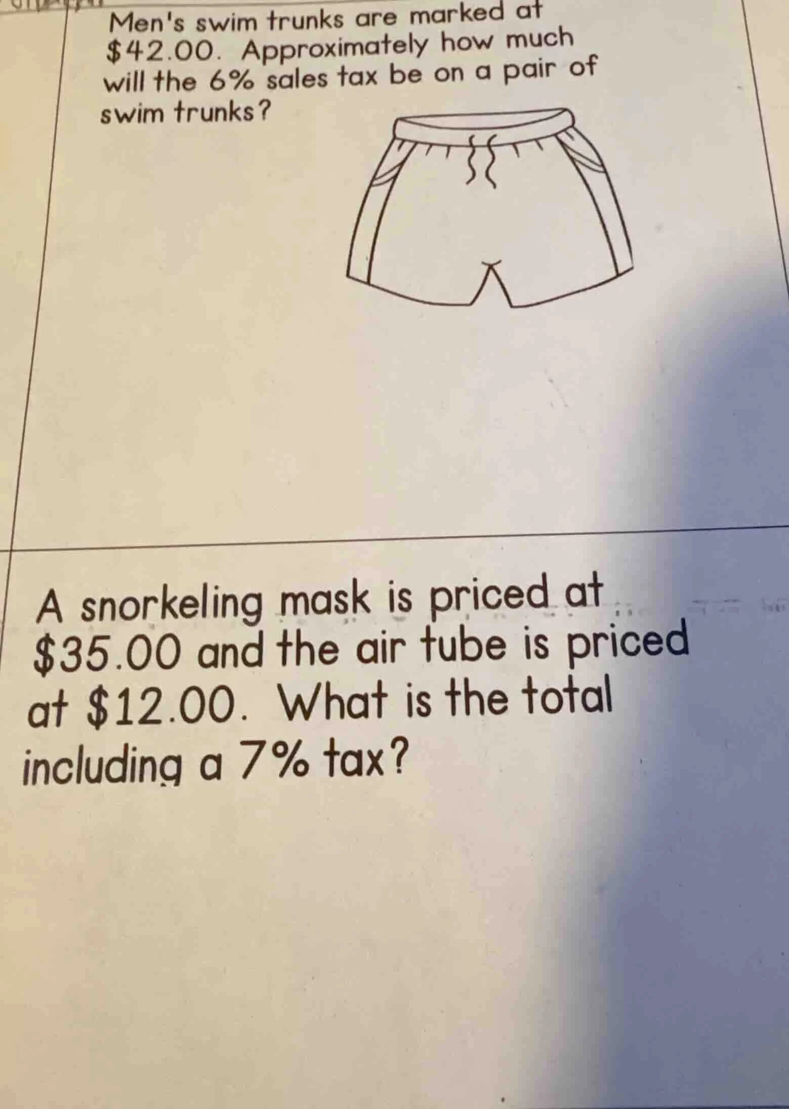 mens swim trunks are marked at $42.00. approximately how much will the …