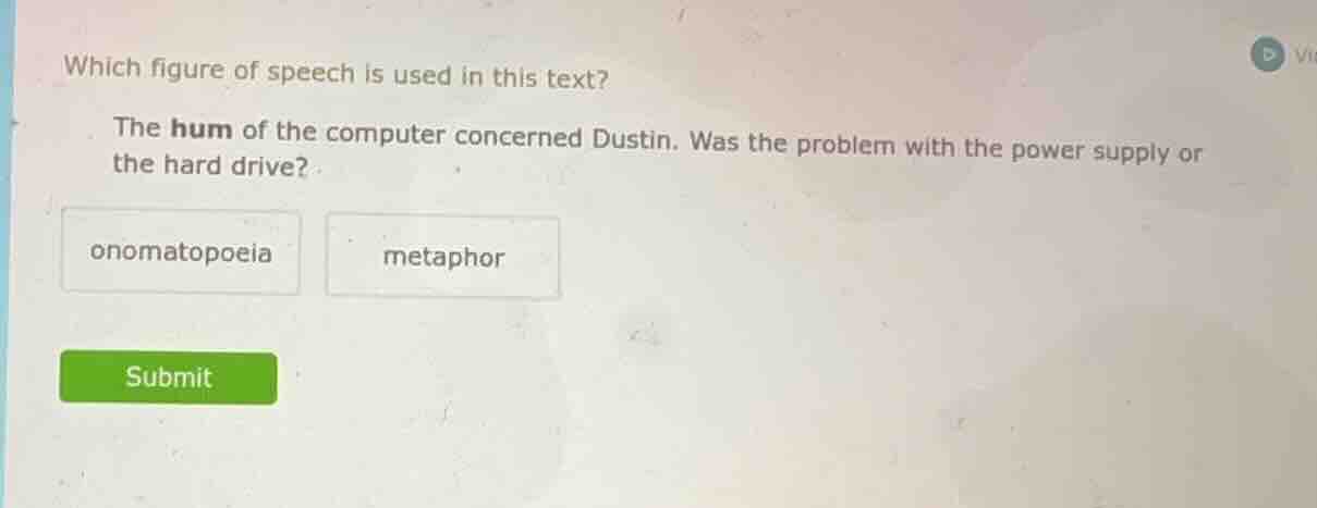 which figure of speech is used in this text? the hum of the computer co…