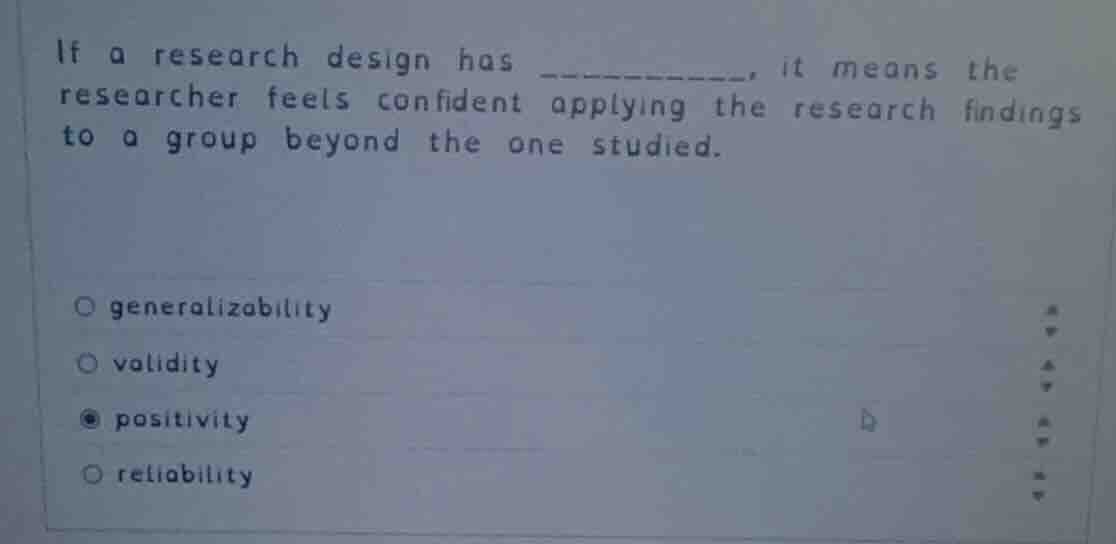 if a research design has _________, it means the researcher feels confi…
