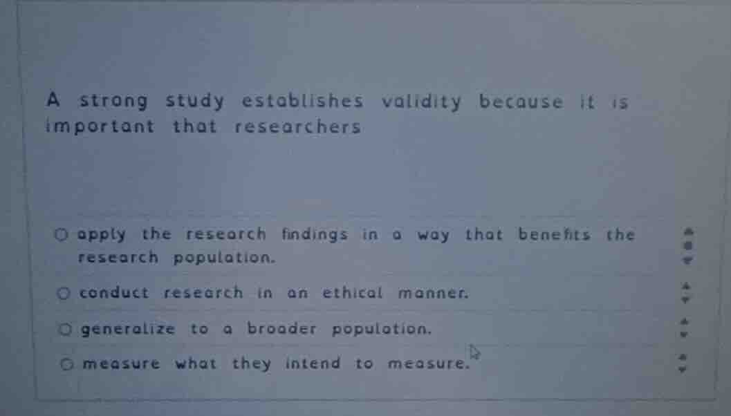 a strong study establishes validity because it is important that resear…