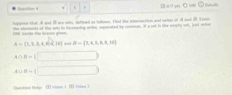 suppose that a and b are sets, defined as follows. find the intersectio…