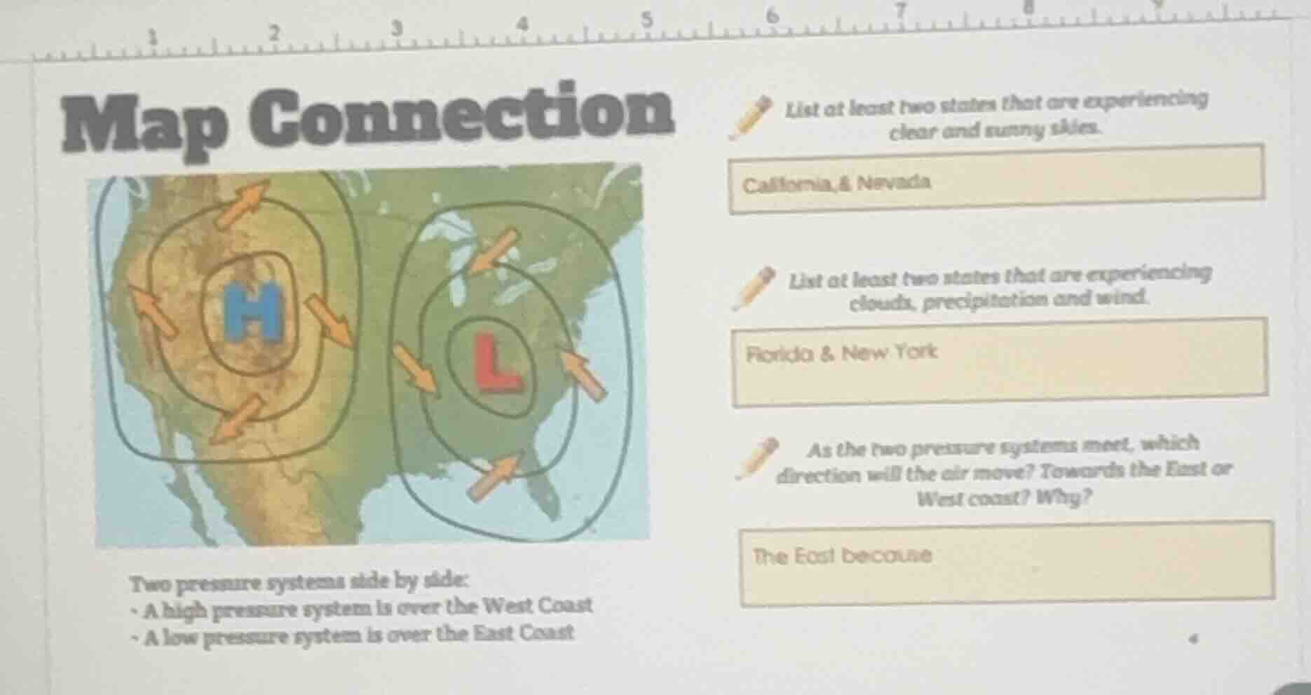 map connection two pressure systems side by side: - a high pressure sys…