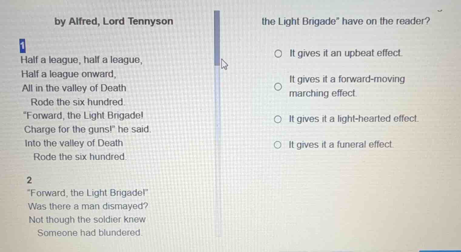 by alfred, lord tennyson 1 half a league, half a league, half a league …