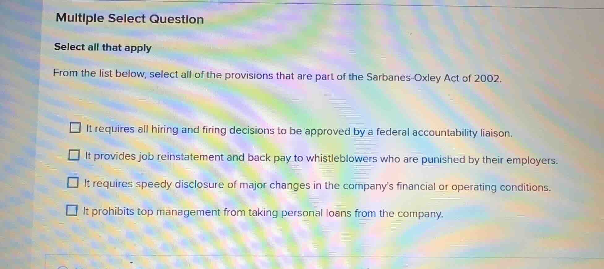 multiple select question select all that apply from the list below, sel…