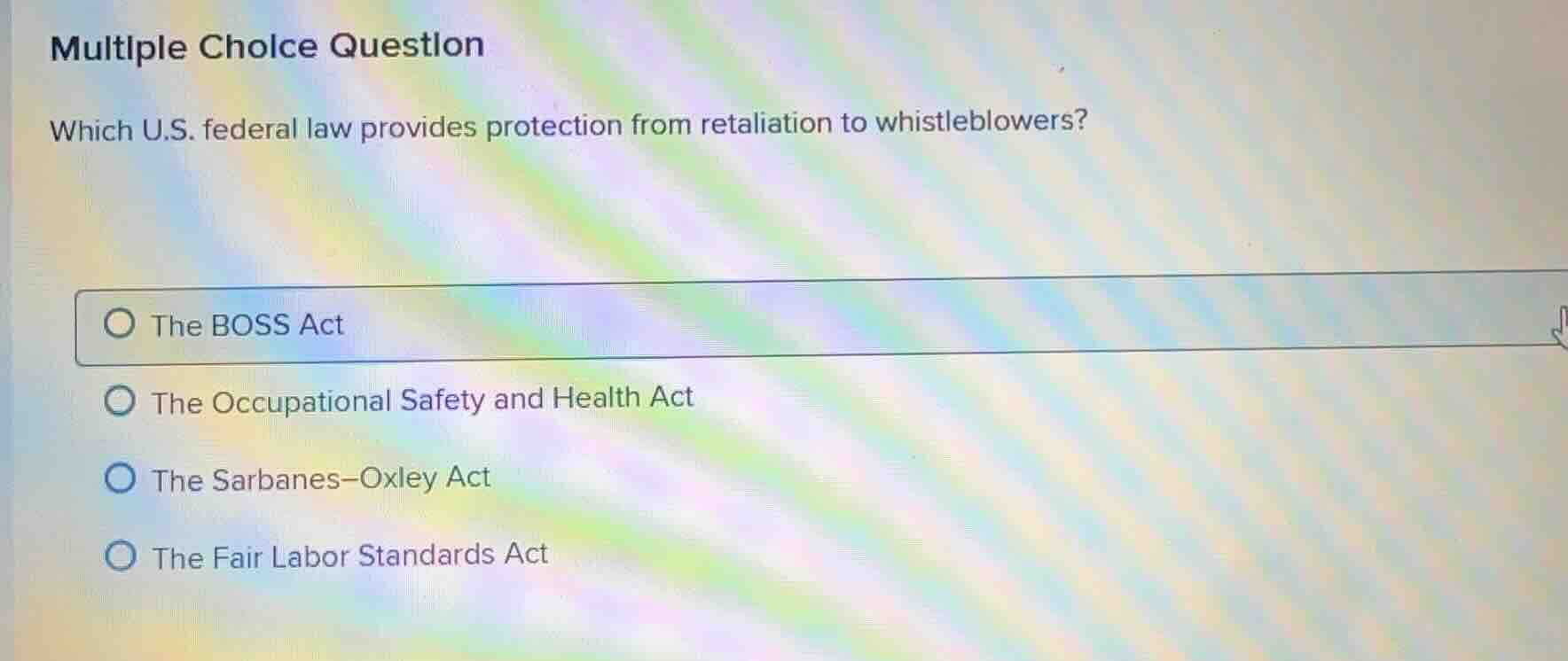 multiple choice question which u.s. federal law provides protection fro…
