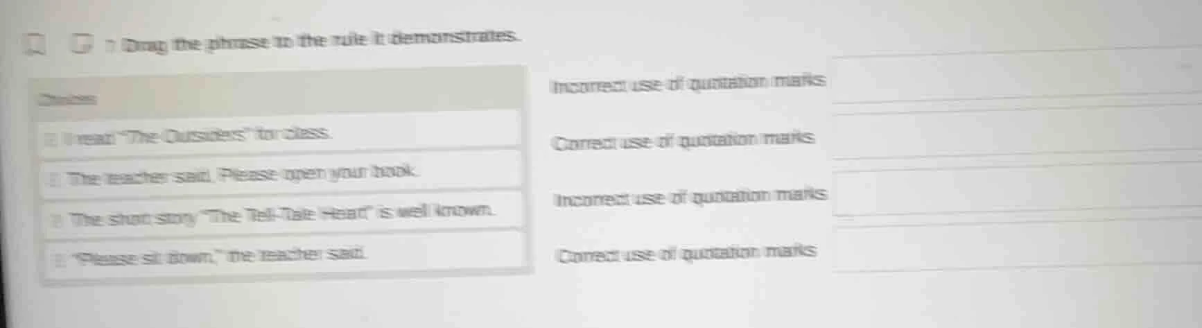 7 drag the phrase to the rule it demonstrates. choices i read \the outs…