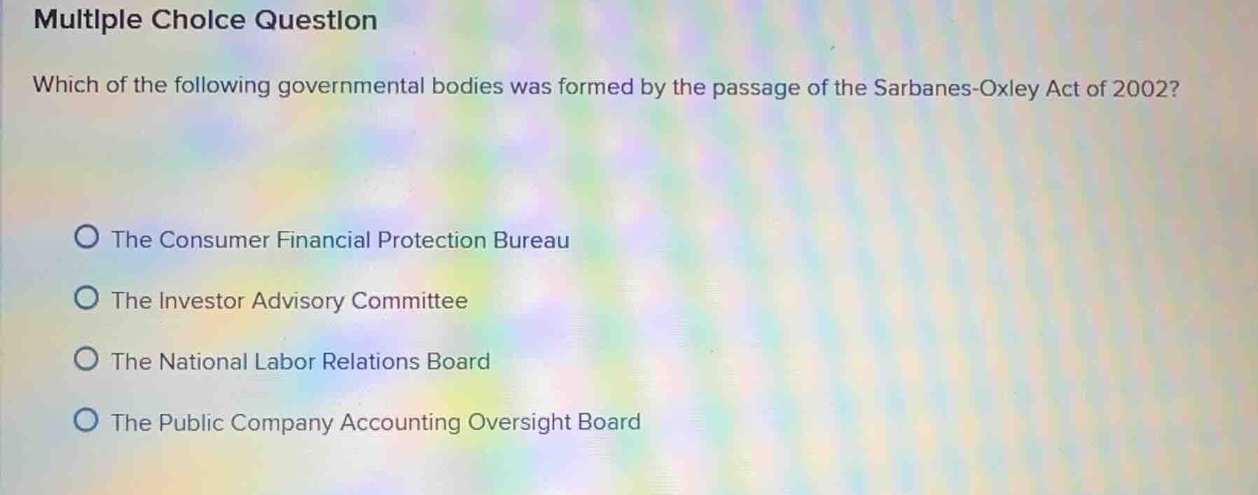 multiple choice question which of the following governmental bodies was…