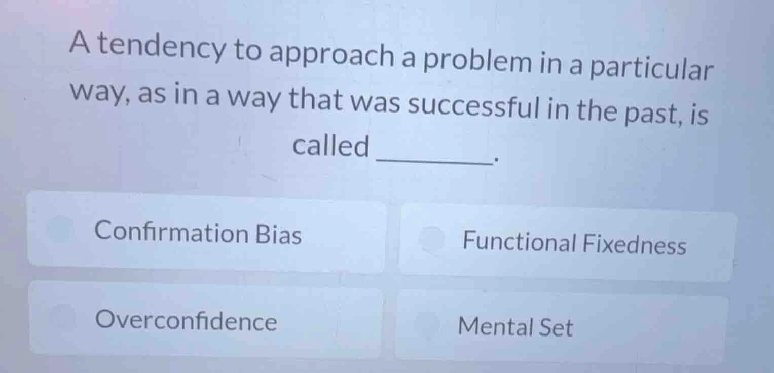 a tendency to approach a problem in a particular way, as in a way that …