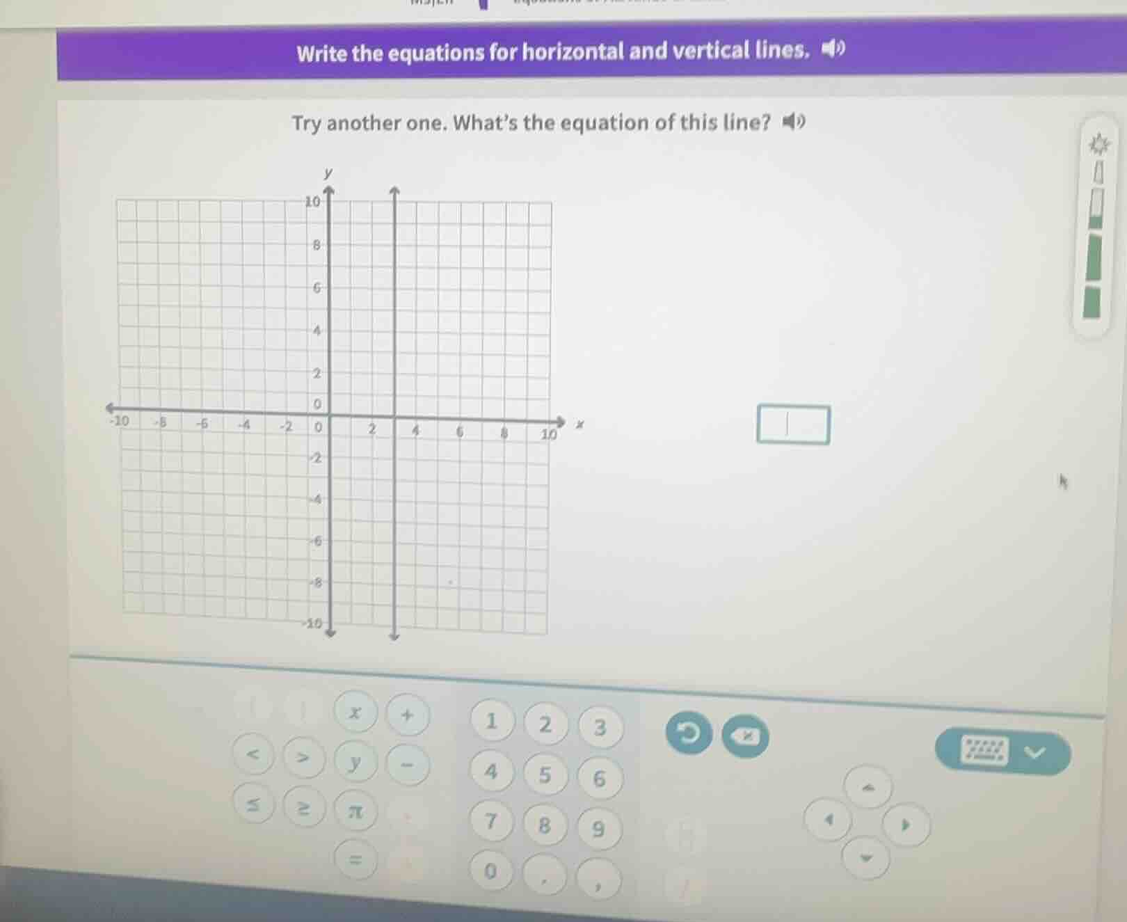 write the equations for horizontal and vertical lines. try another one.…