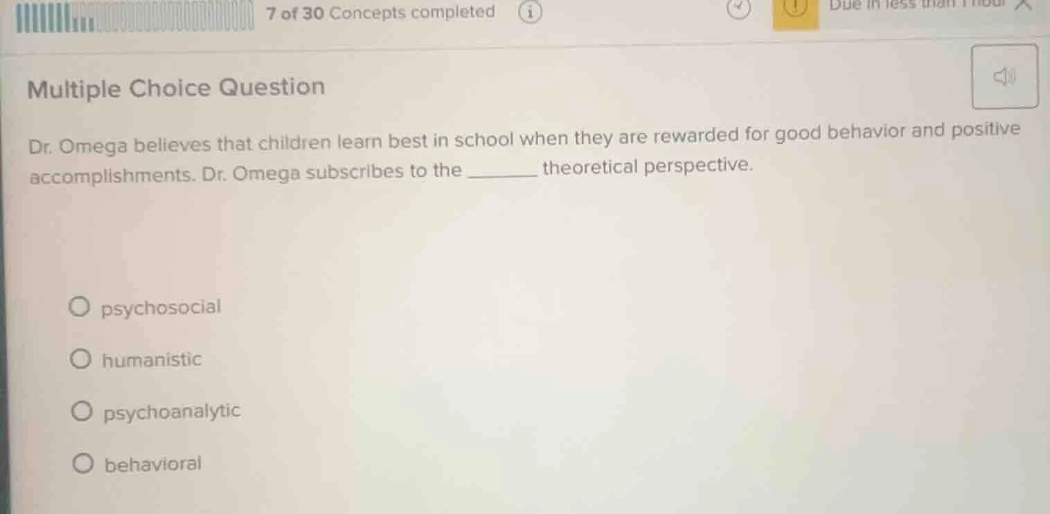multiple choice question dr. omega believes that children learn best in…