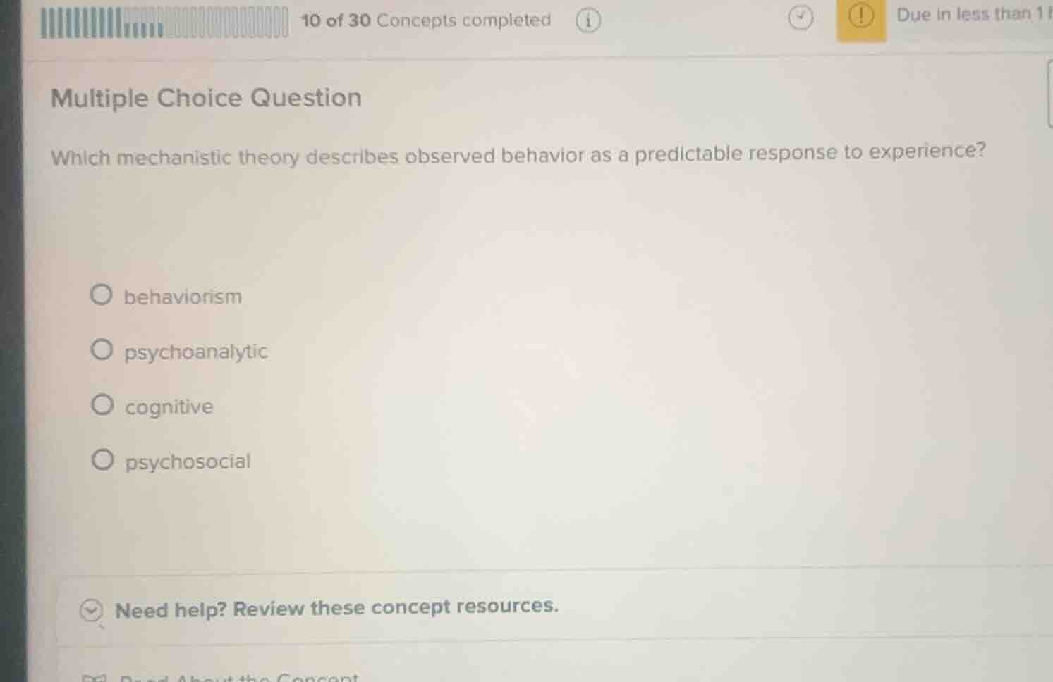 multiple choice question which mechanistic theory describes observed be…