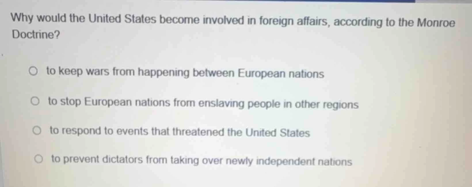 why would the united states become involved in foreign affairs, accordi…