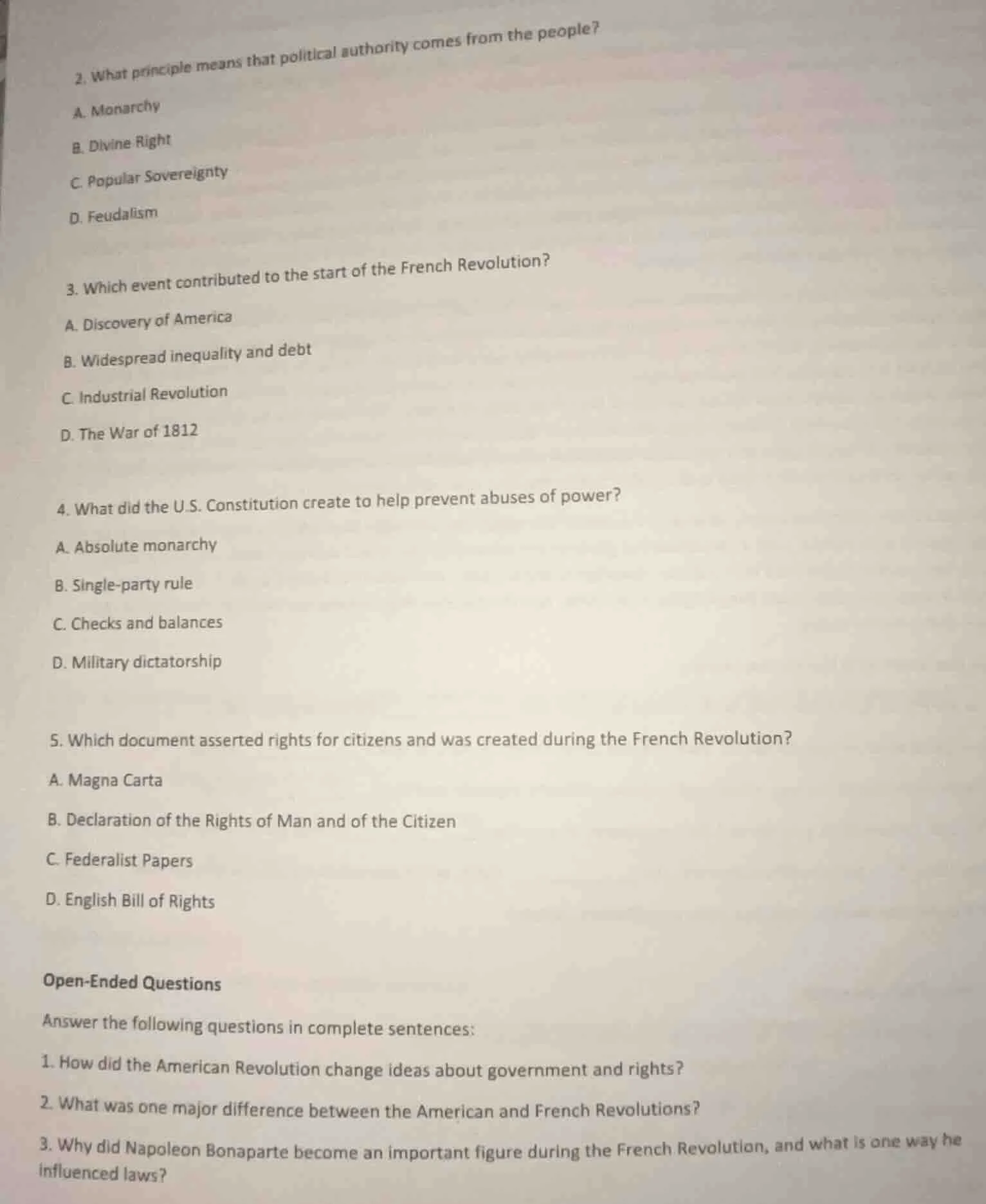 2. what principle means that political authority comes from the people?…