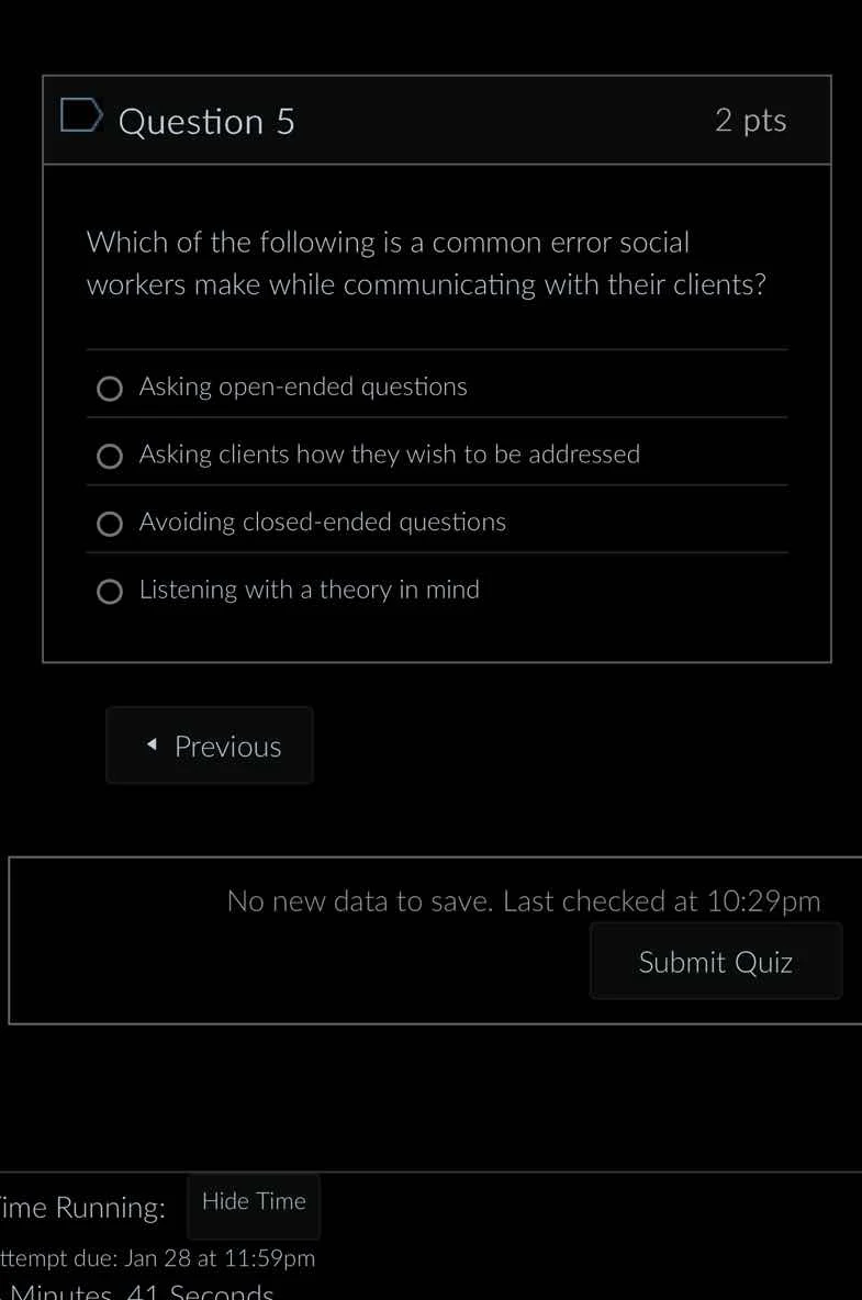 question 5 2 pts which of the following is a common error social worker…