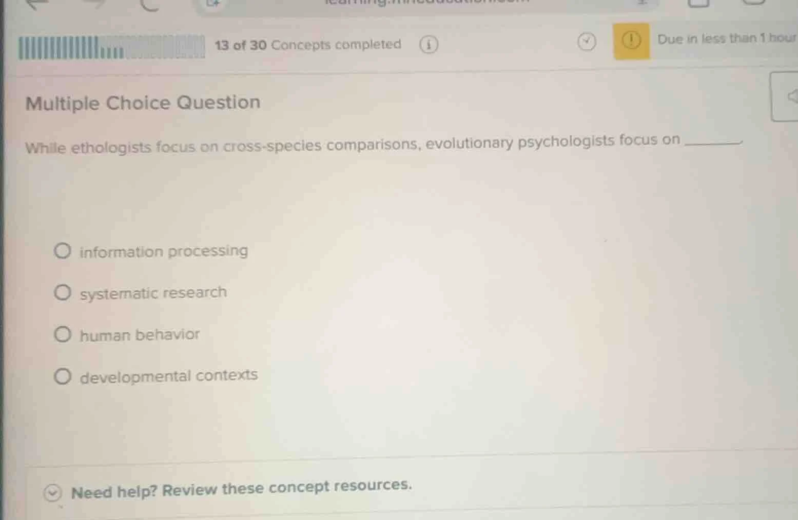 multiple choice question while ethologists focus on cross - species com…