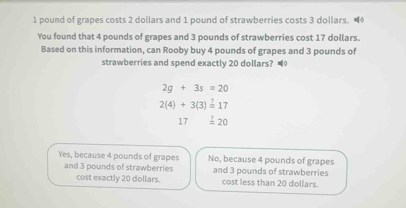 1 pound of grapes costs 2 dollars and 1 pound of strawberries costs 3 d…