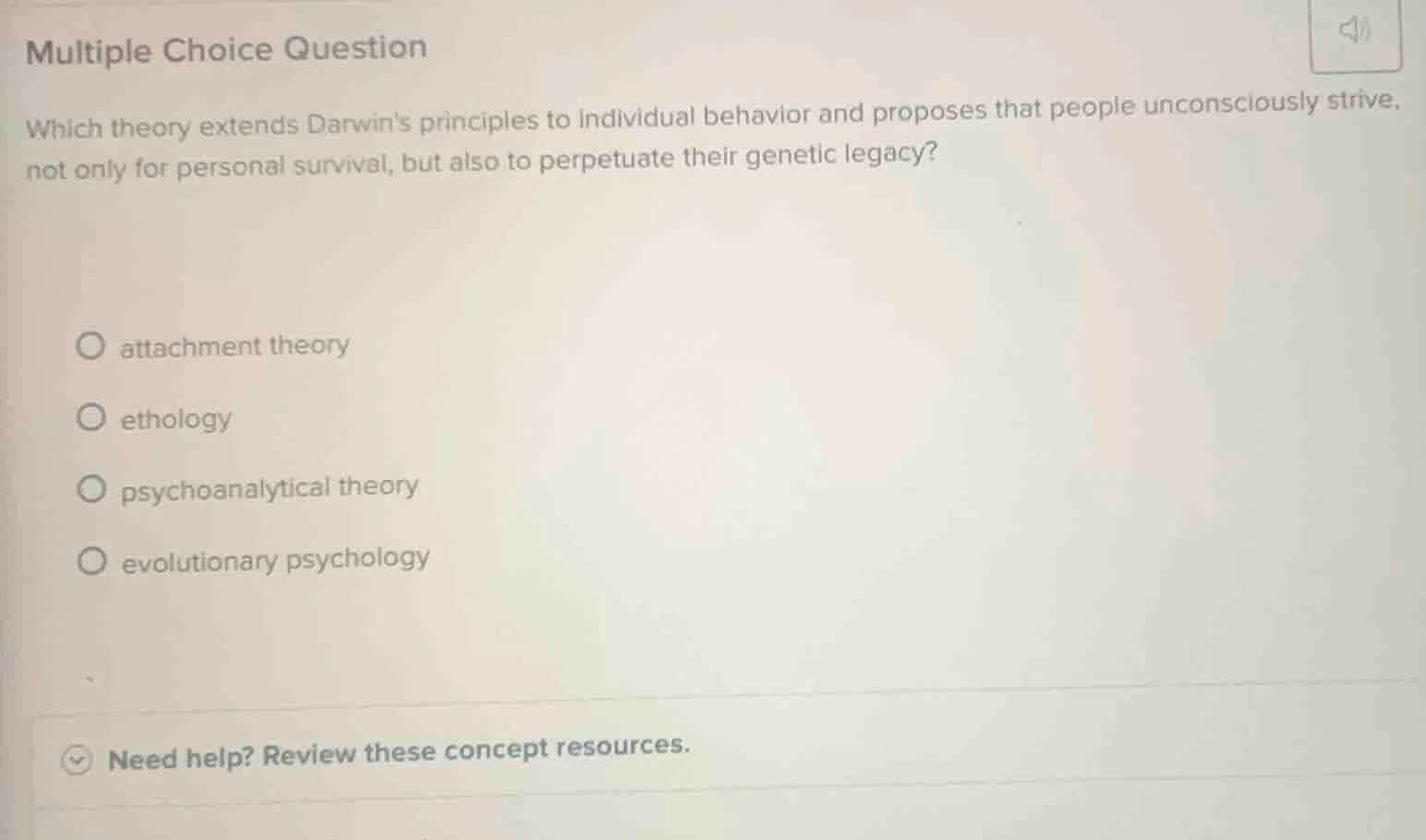 multiple choice question which theory extends darwins principles to ind…