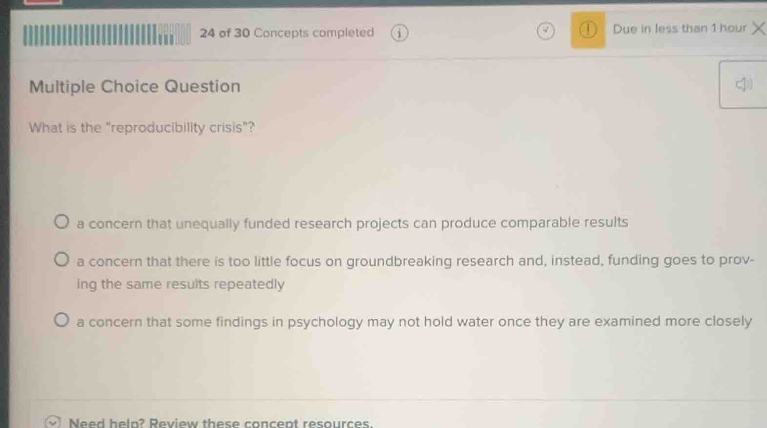 multiple choice question what is the eproducibility crisis\? a concern …