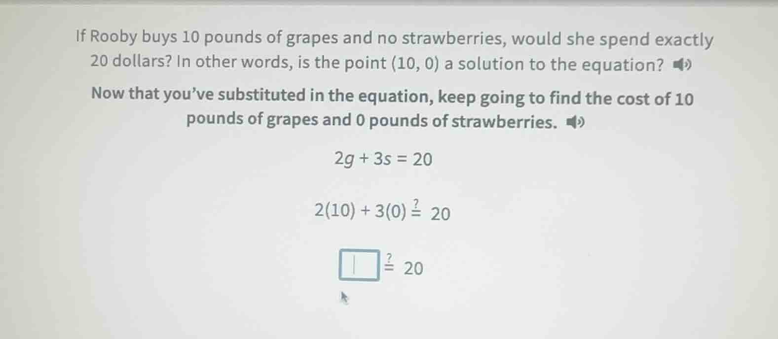 if rooby buys 10 pounds of grapes and no strawberries, would she spend …