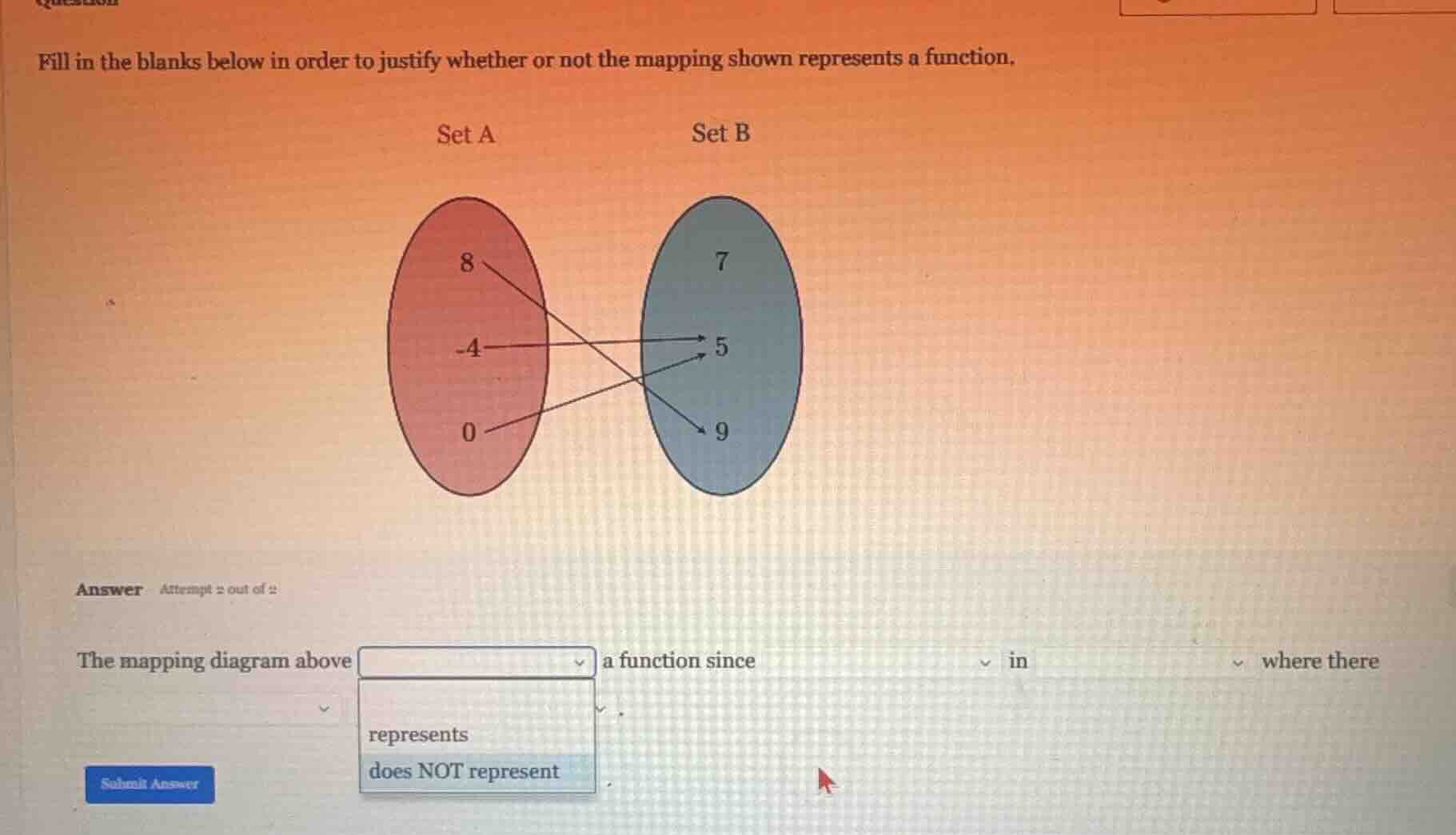 fill in the blanks below in order to justify whether or not the mapping…