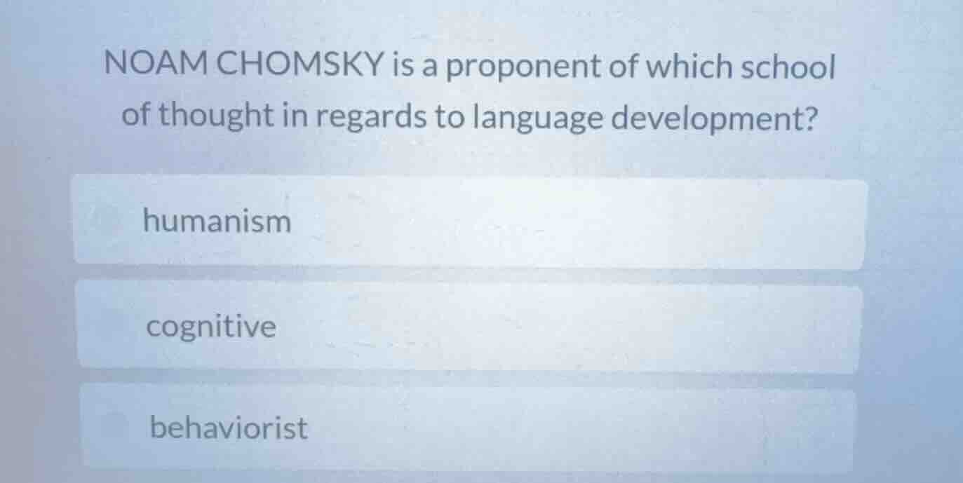 noam chomsky is a proponent of which school of thought in regards to la…