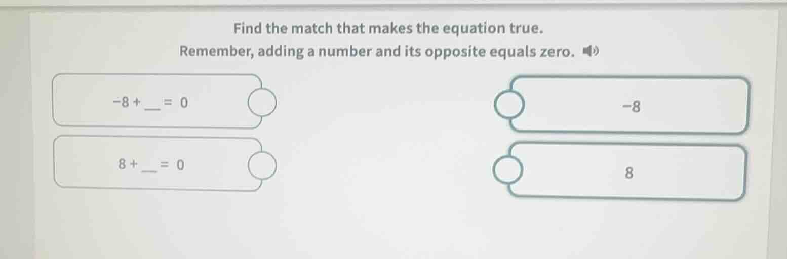 find the match that makes the equation true. remember, adding a number …