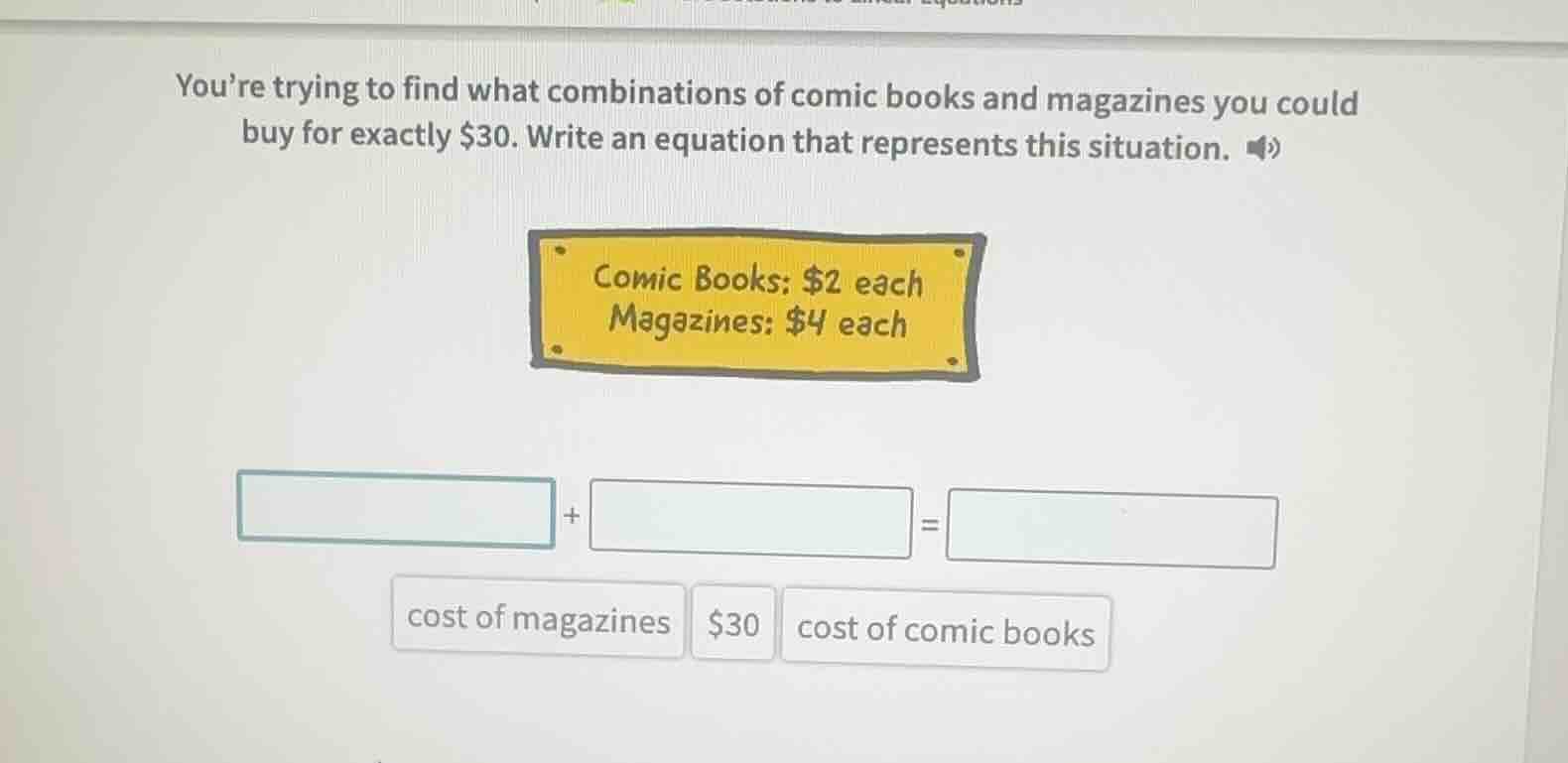 you’re trying to find what combinations of comic books and magazines yo…
