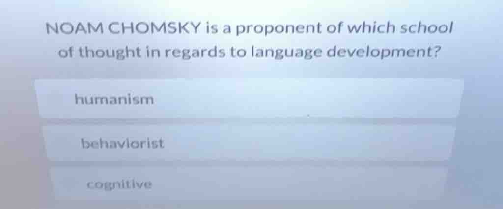 noam chomsky is a proponent of which school of thought in regards to la…