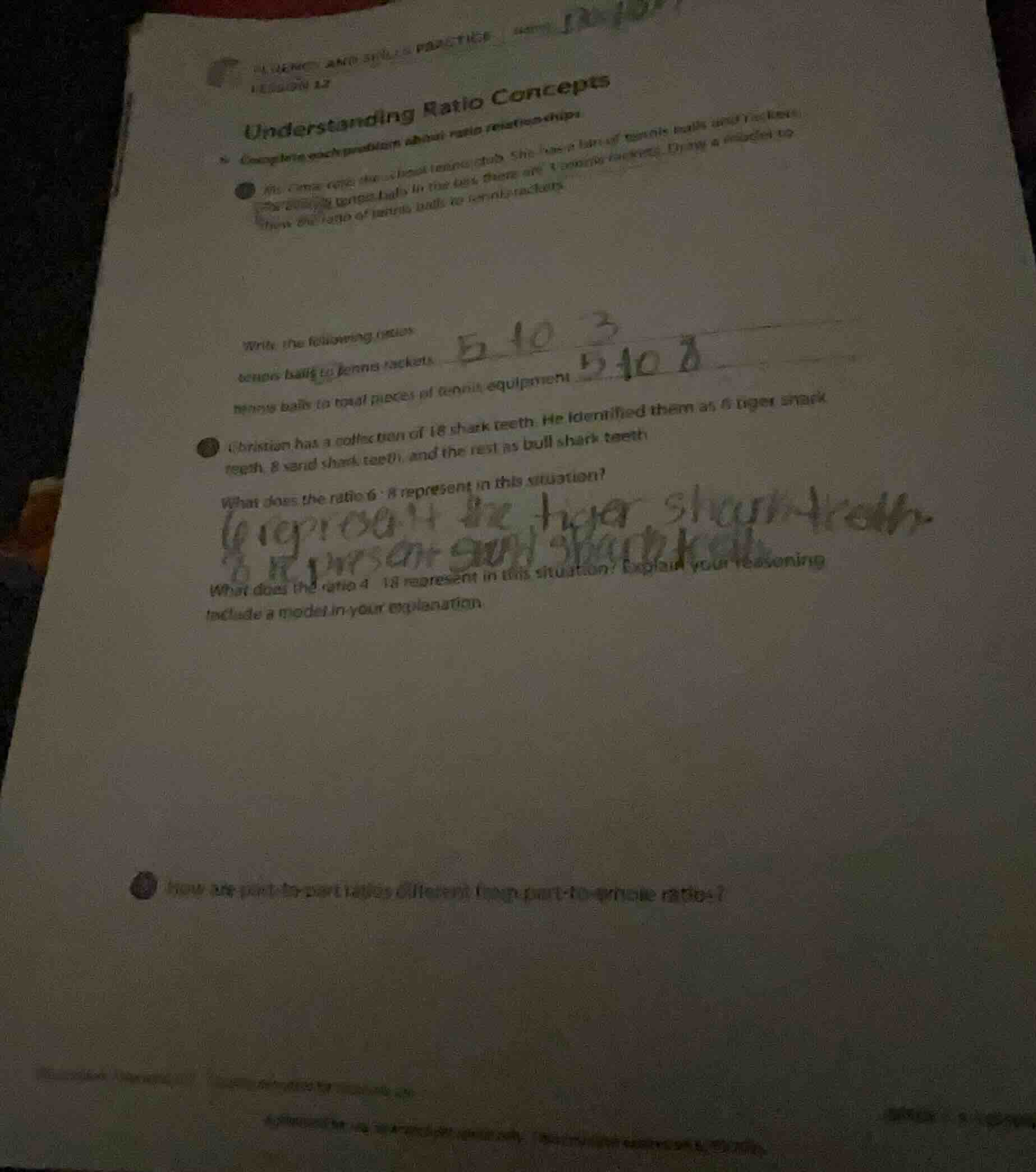 understanding ratio concepts complete each problem about ratio relation…