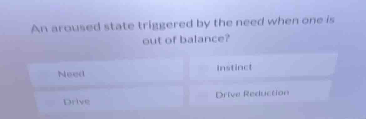 an aroused state triggered by the need when one is out of balance? need…