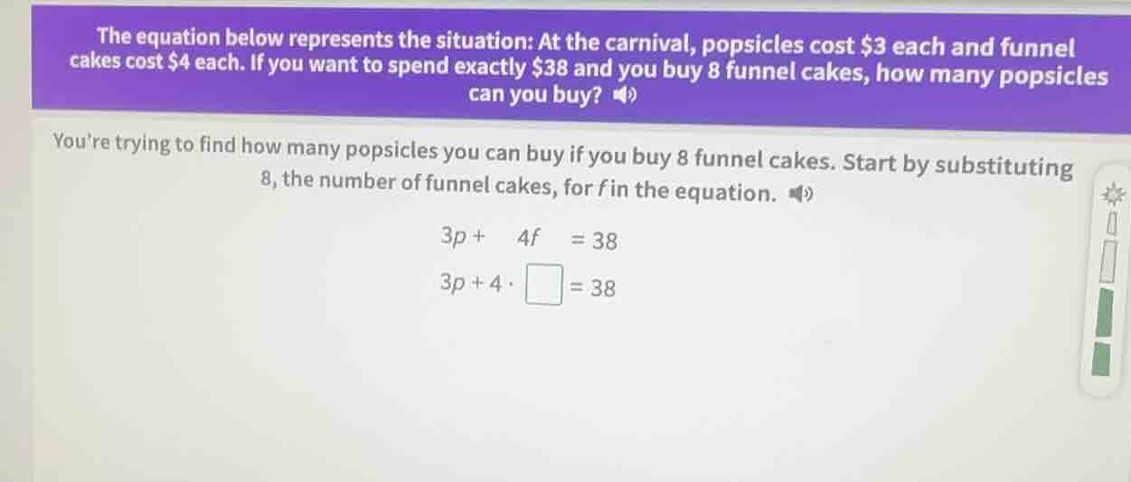 the equation below represents the situation: at the carnival, popsicles…