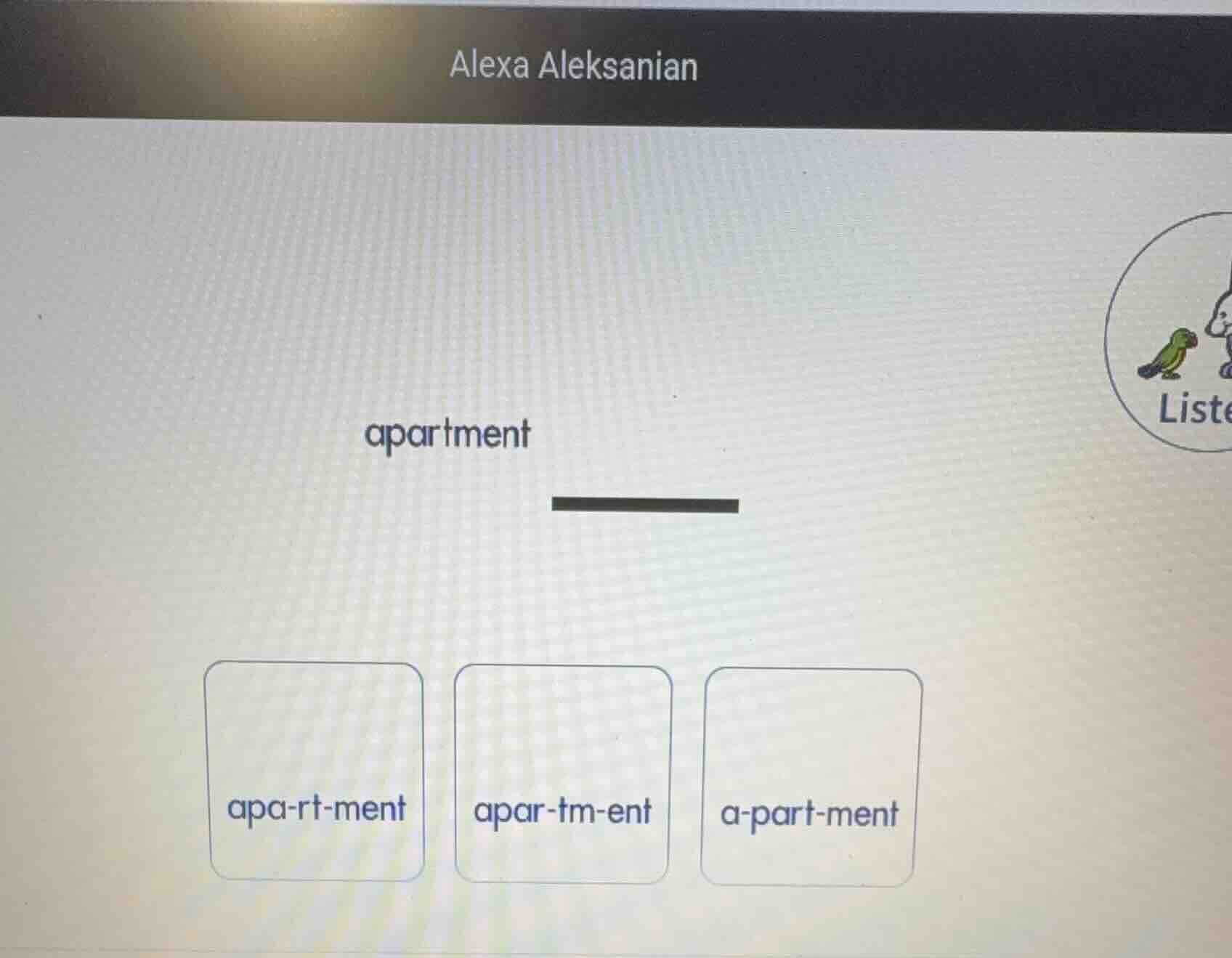 apartment apa-rt-ment apar-tm-ent a-part-ment