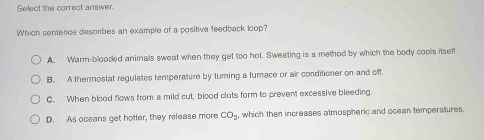 select the correct answer. which sentence describes an example of a pos…