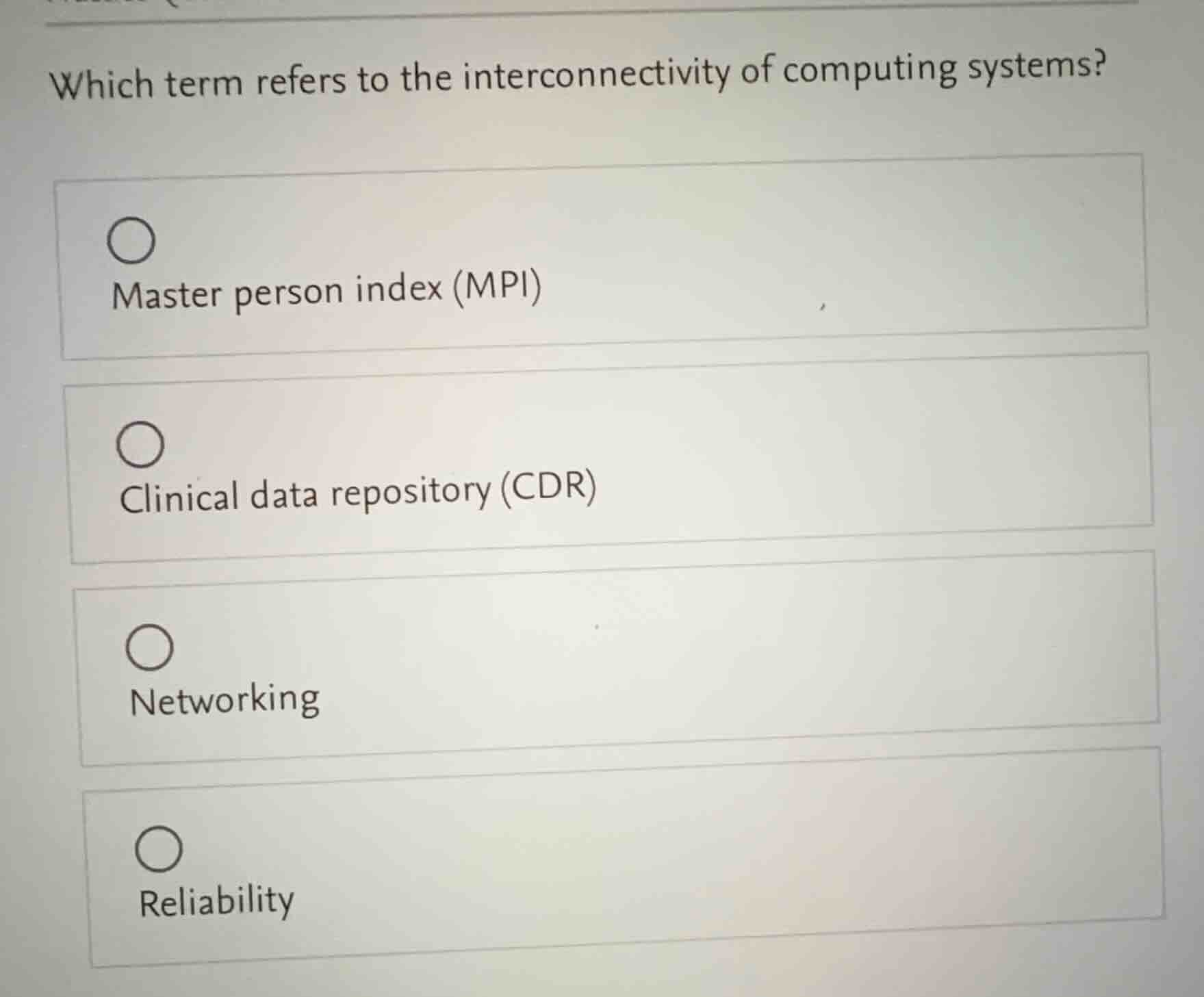which term refers to the interconnectivity of computing systems? master…