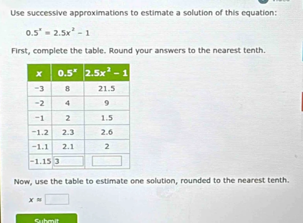use successive approximations to estimate a solution of this equation: …