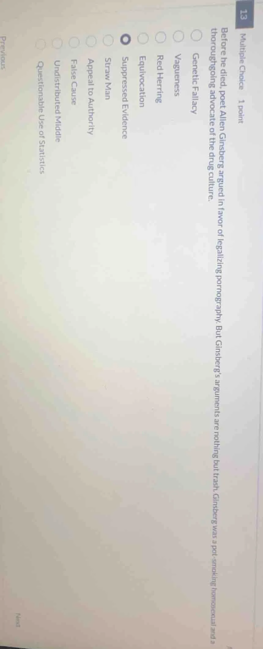 multiple choice 1 point before he died, poet allen ginsberg argued in f…