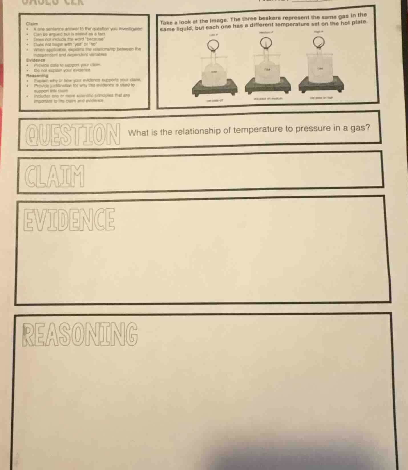 take a look at the image. the three beakers represent the same gas in t…