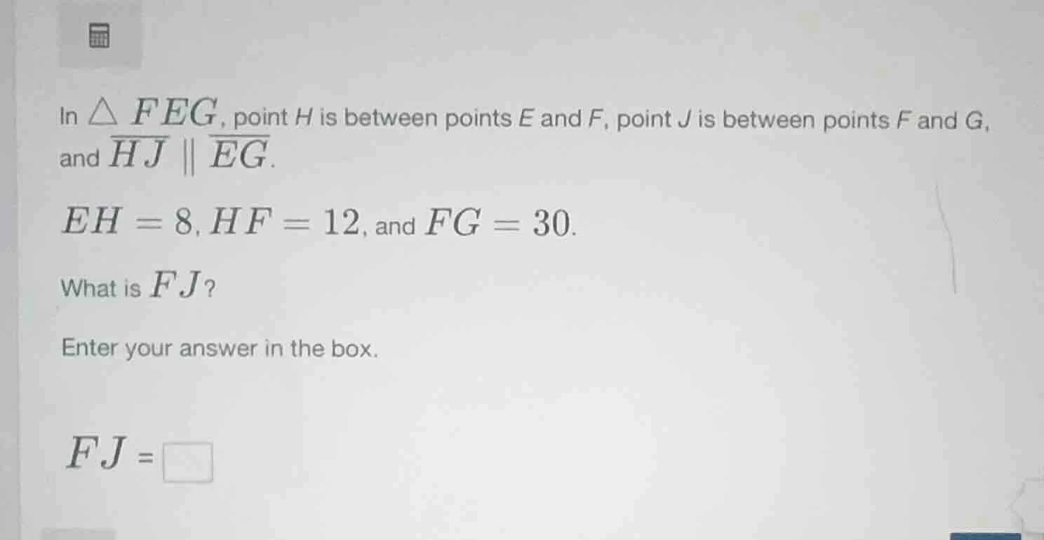 in $\\triangle feg$, point $h$ is between points $e$ and $f$, point $j$…
