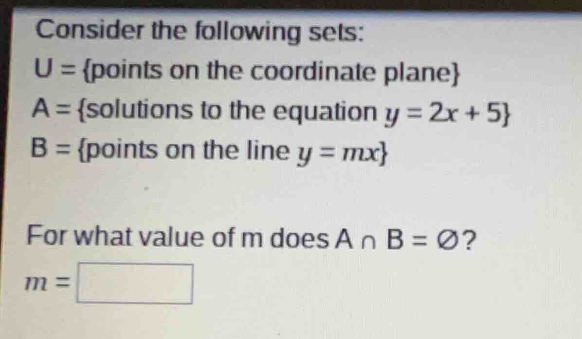 consider the following sets: u = {points on the coordinate plane} a = {…