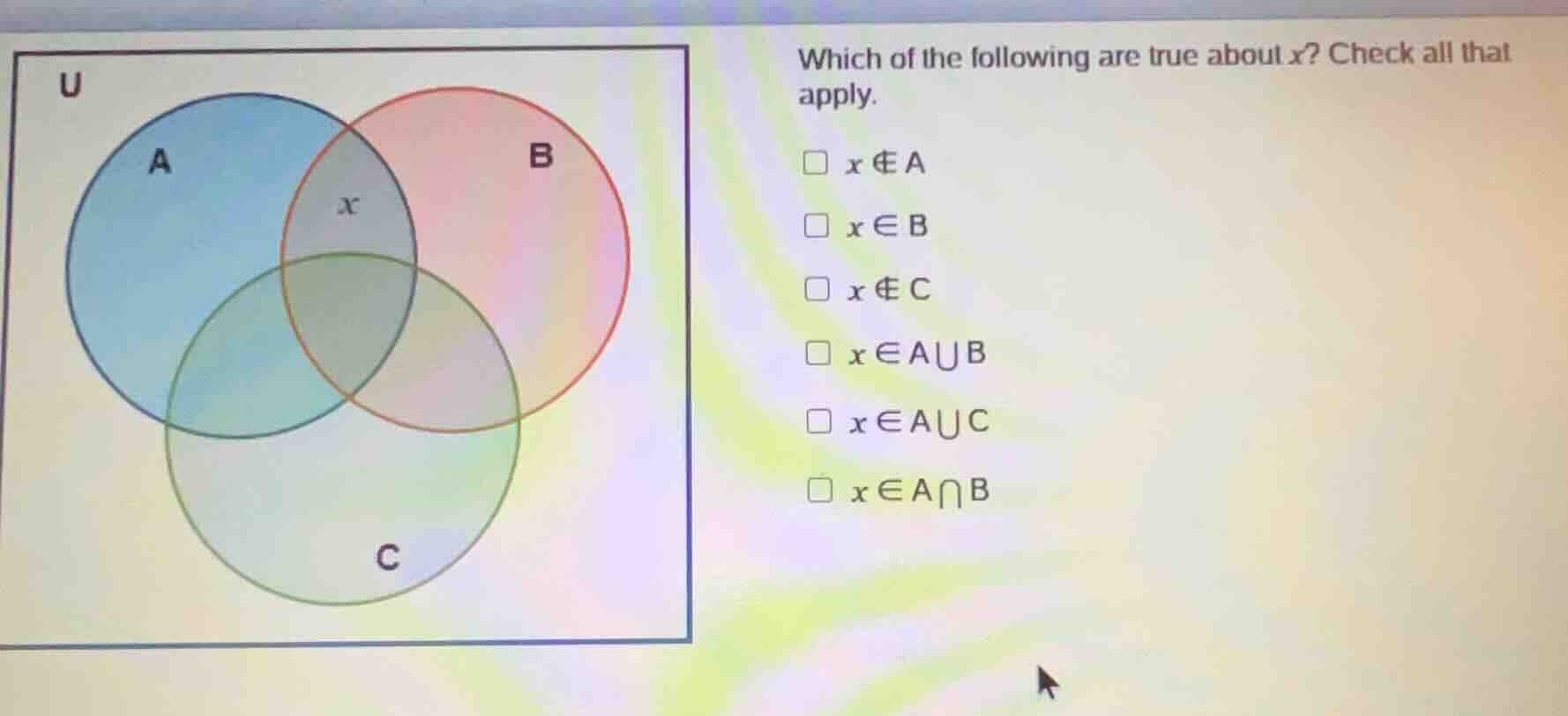 which of the following are true about x? check all that apply. \\(\\squ…