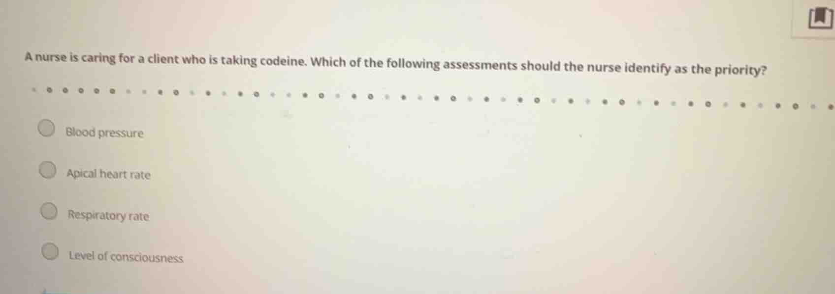 a nurse is caring for a client who is taking codeine. which of the foll…