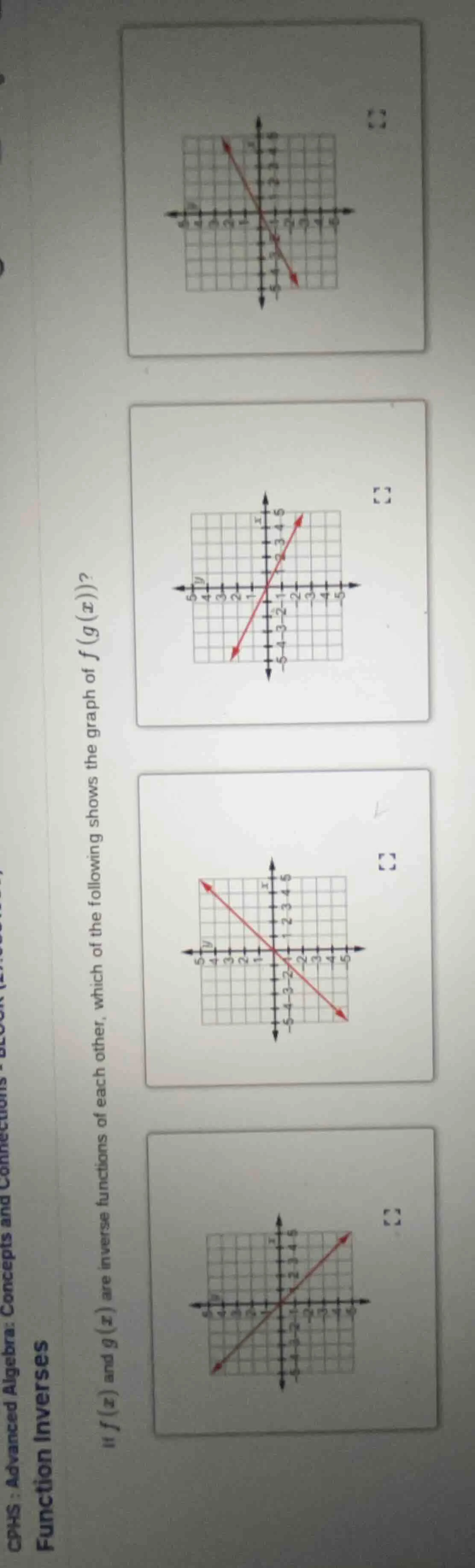 if ( f(x) ) and ( g(x) ) are inverse functions of each other, which of …