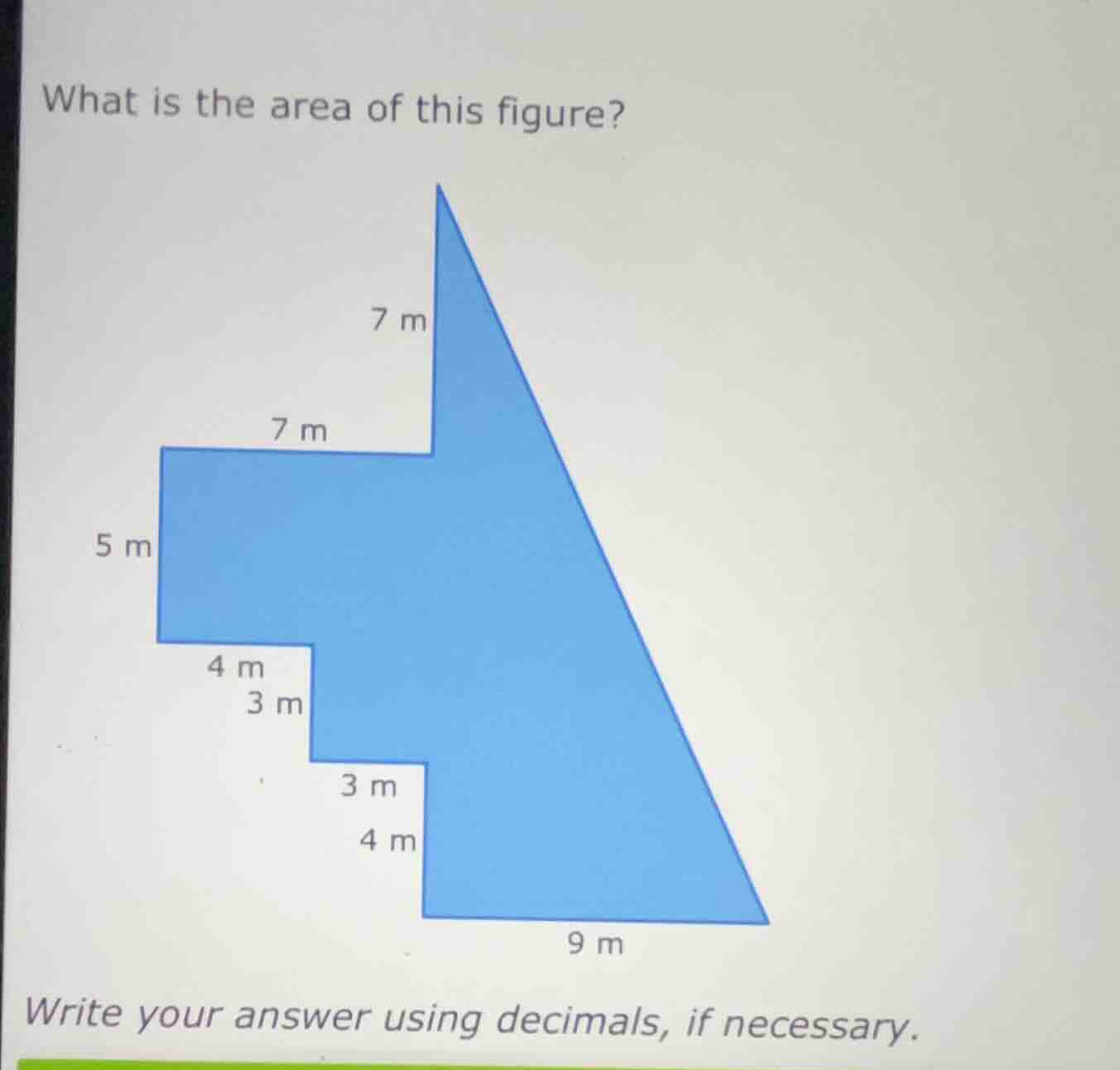 what is the area of this figure? write your answer using decimals, if n…