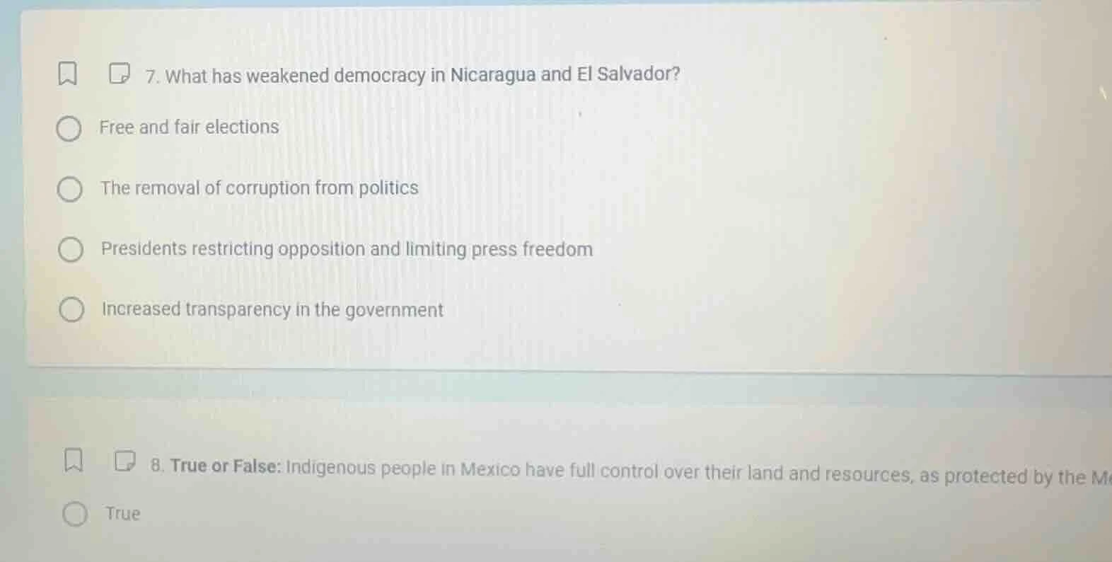 7. what has weakened democracy in nicaragua and el salvador? free and f…