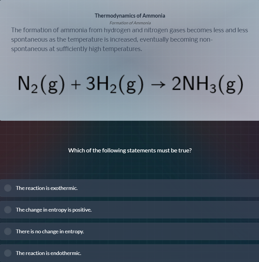 thermodynamics of ammonia formation of ammonia the formation of ammonia…