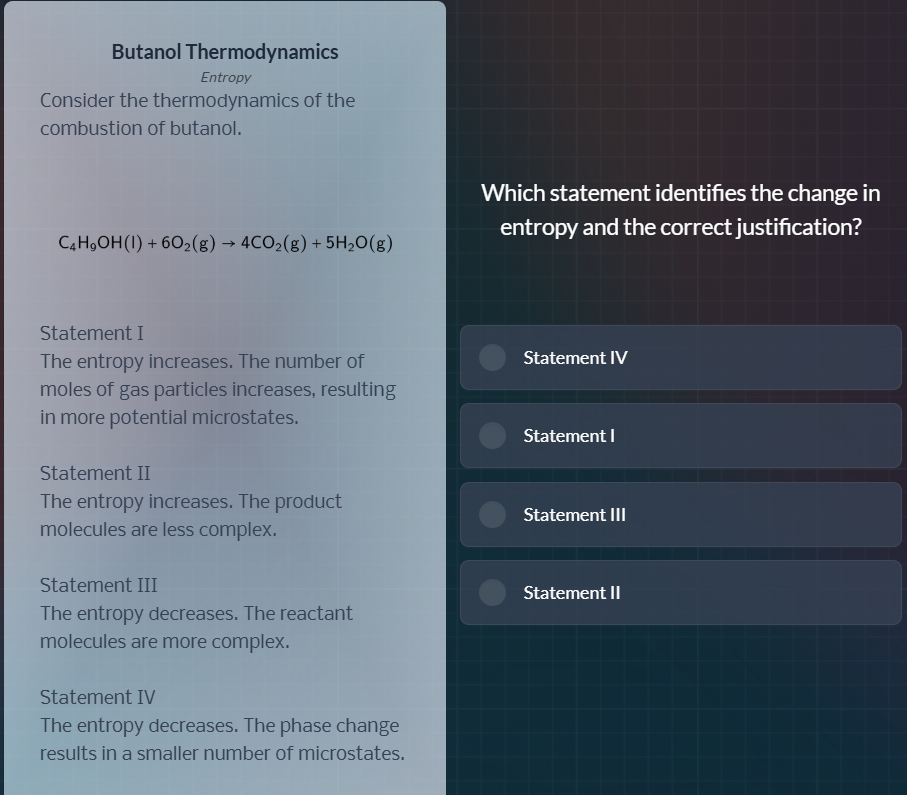 butanol thermodynamics entropy consider the thermodynamics of the combu…