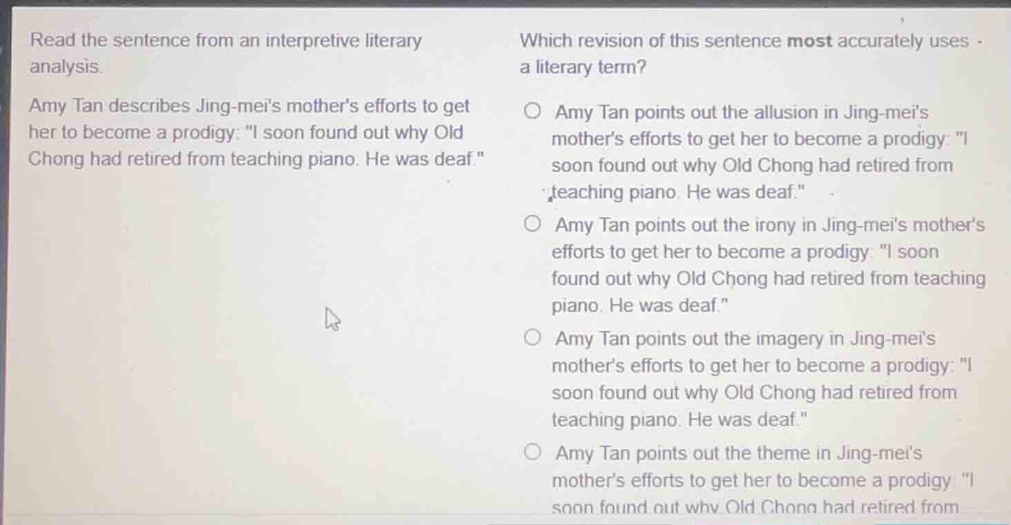 read the sentence from an interpretive literary analysis. amy tan descr…