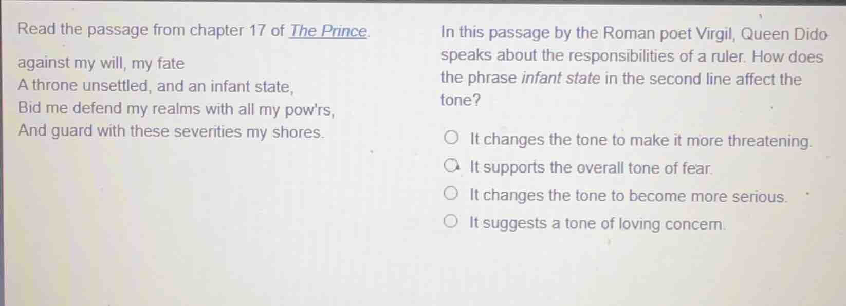 read the passage from chapter 17 of the prince. against my will, my fat…