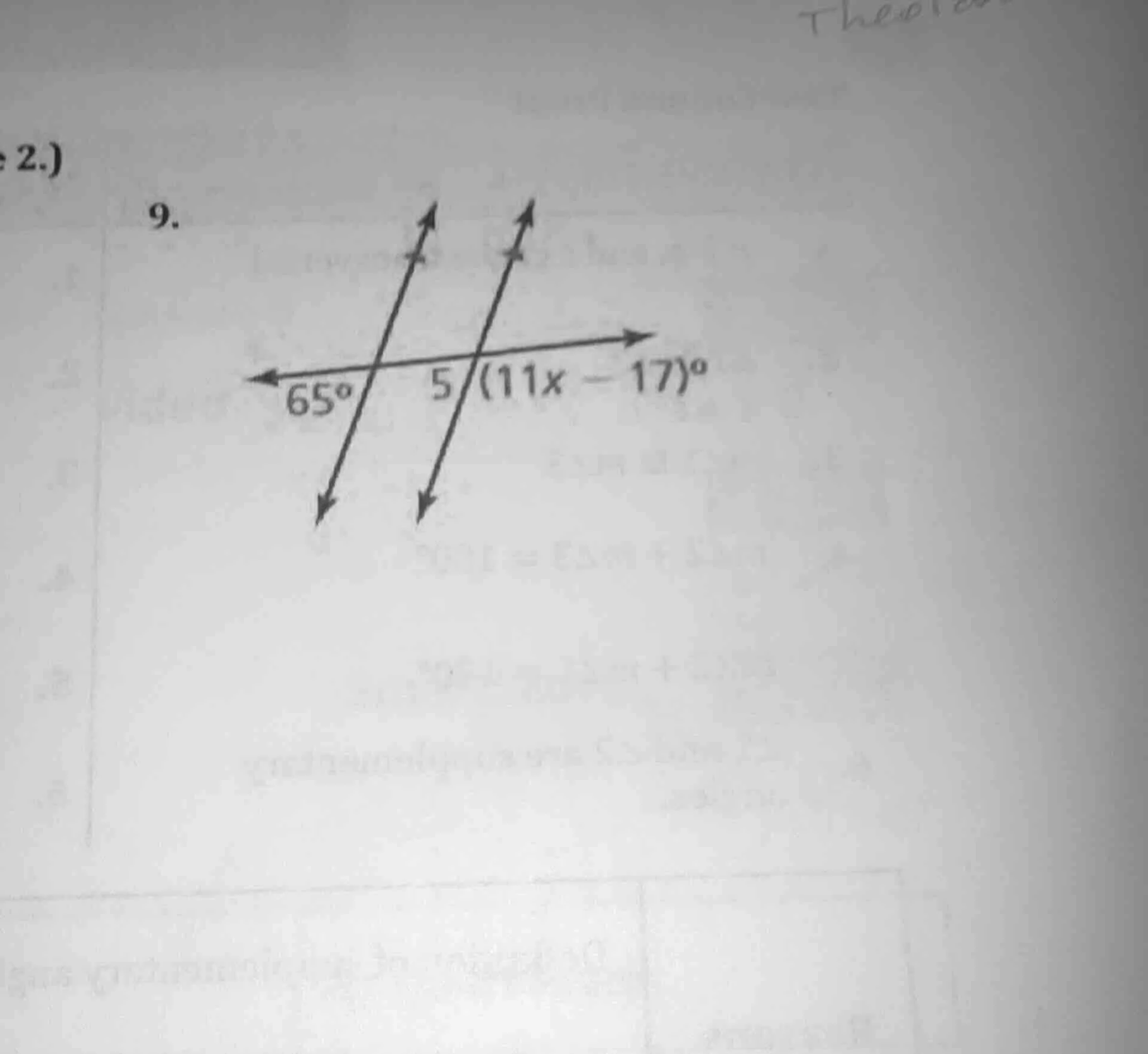 9. 65° 5 (11x - 17)°